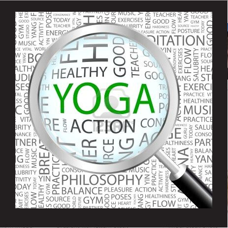 image d'une loupe qui grossit le mot yoga.